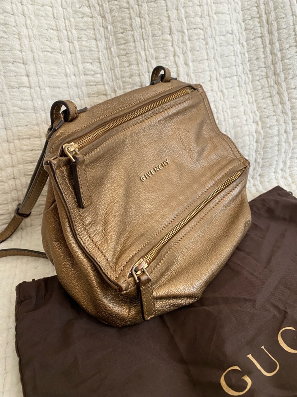 Givenchy Mini Pandora Bronze Metallic Soft Leather Crossbody Bag - Picture 4 of 13